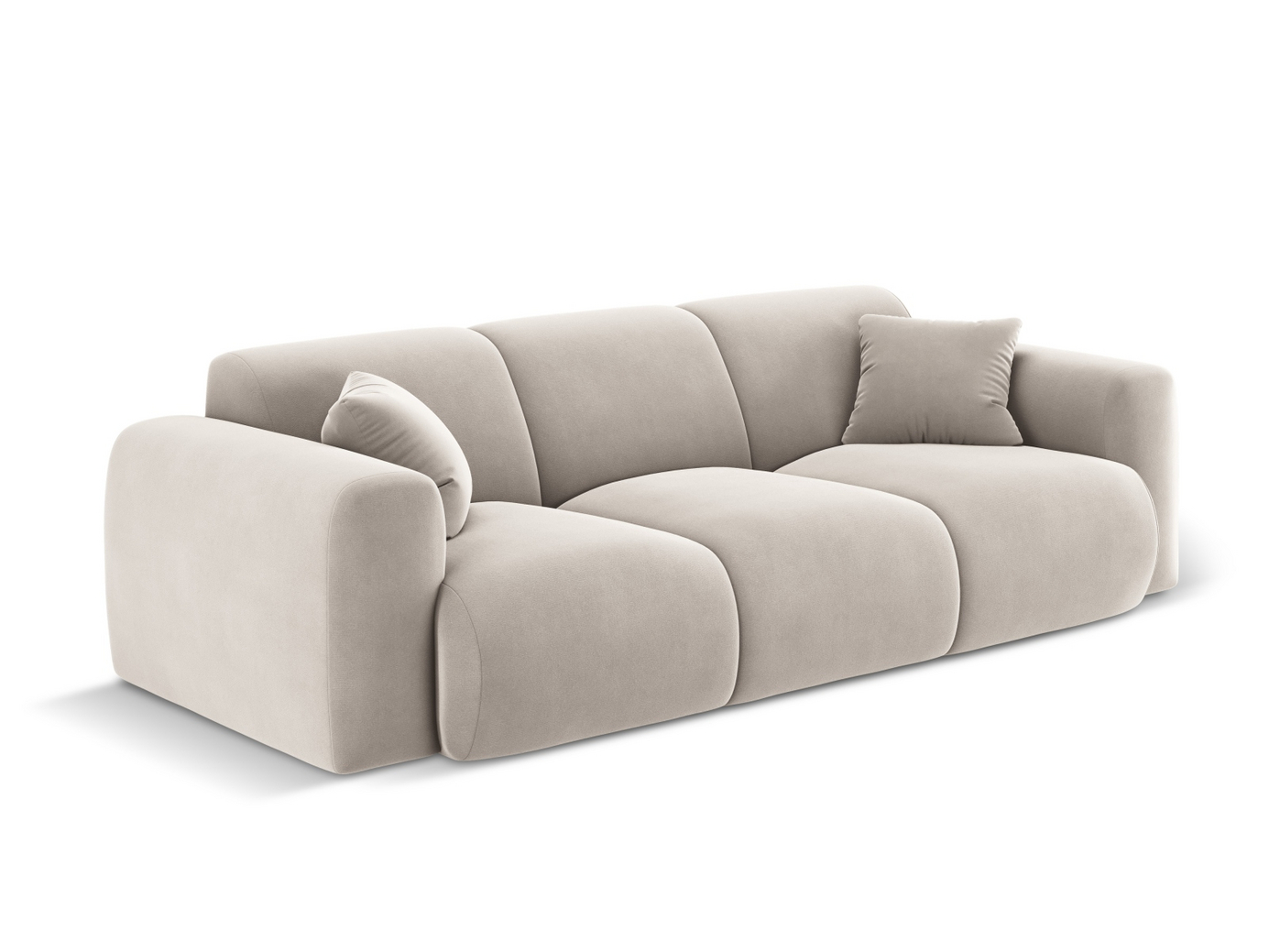 Cosmopolitan Design sammetssoffa, "Nolio", 3-sits, 235 × 95 × 72 cm, Casino, svarta plastben