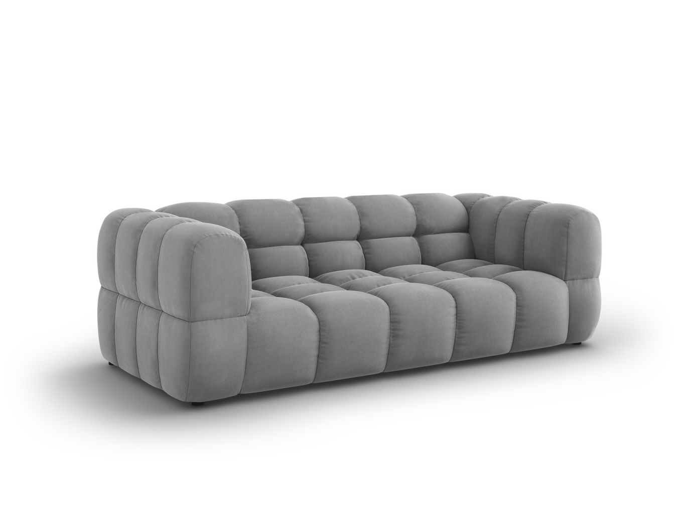 Cosmopolitan Design sammetssoffa, "Sky", 3-sits, 214 × 102 × 70 cm, Casino, svarta plastben