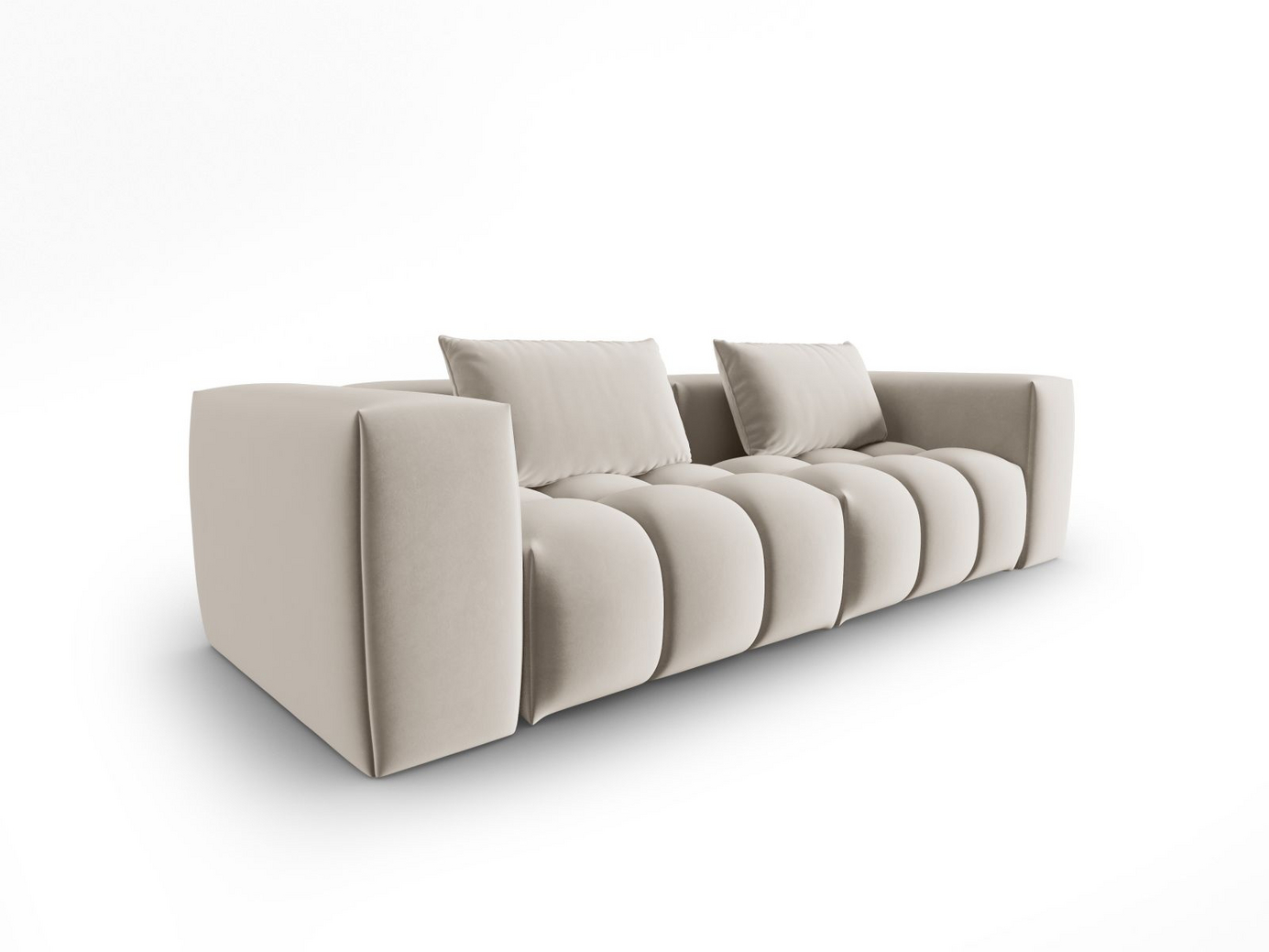 Cosmopolitan Design sammetsmodulsoffa, "Verona", 3-sits, 230 × 85 × 70 cm, Casino, svarta plastben