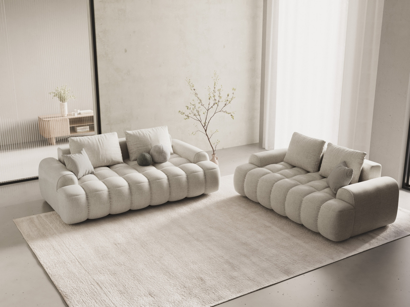Cosmopolitan Design soffa, "Linz", 3-sits, 200 × 100 × 84 cm, Sorella, svarta plastben