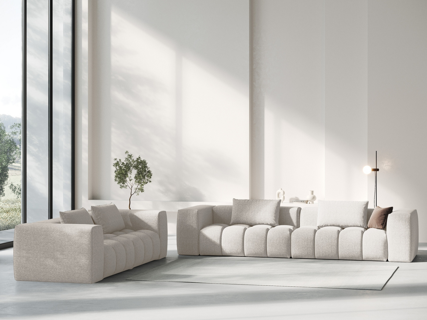 Cosmopolitan Design modulsoffa, "Verona", 3-sits, 230 × 85 × 70 cm, Sorella, svarta plastben