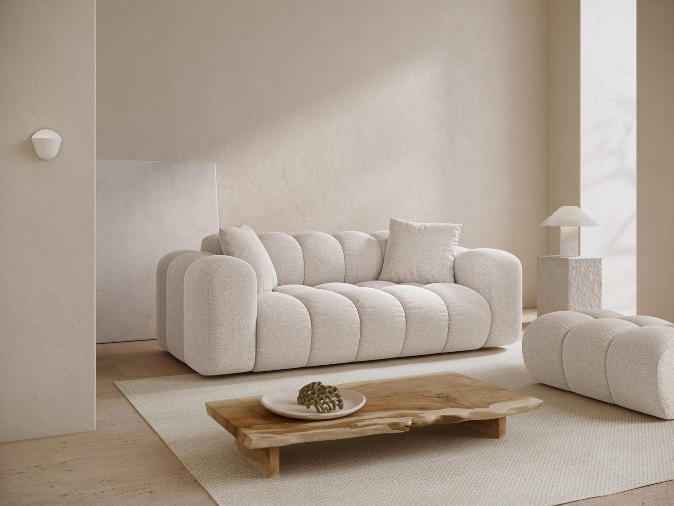 Cosmopolitan Design soffa, "Treno", 3-sits, 210 × 94 × 70 cm, Eden 10, svarta plastben