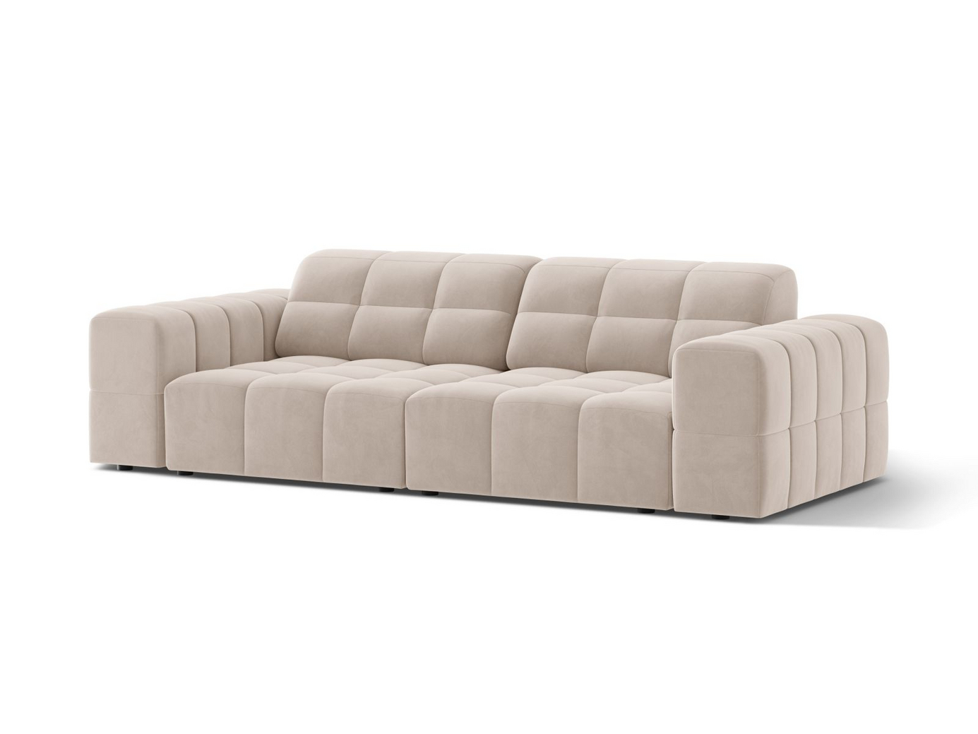 Cosmopolitan Design sammetssoffa, "Chicago", 3-sits, 212 × 102 × 78 cm, Venus, svarta plastben