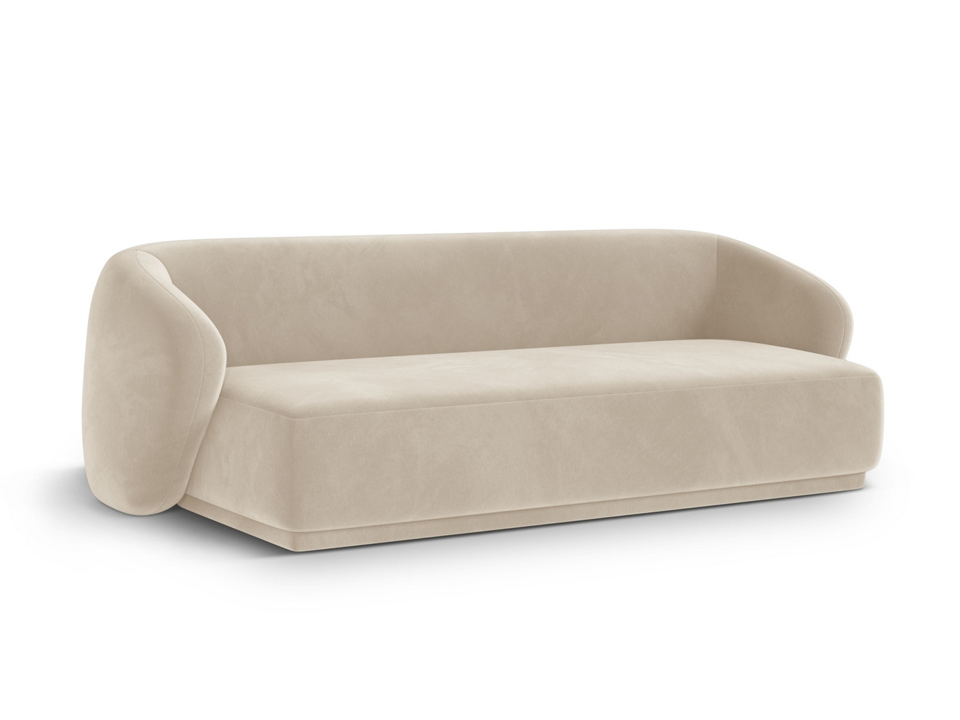 Cosmopolitan Design sammetssoffa, "Gomera", 3-sits, 220 × 93 × 74 cm, Salvador, svarta plastben