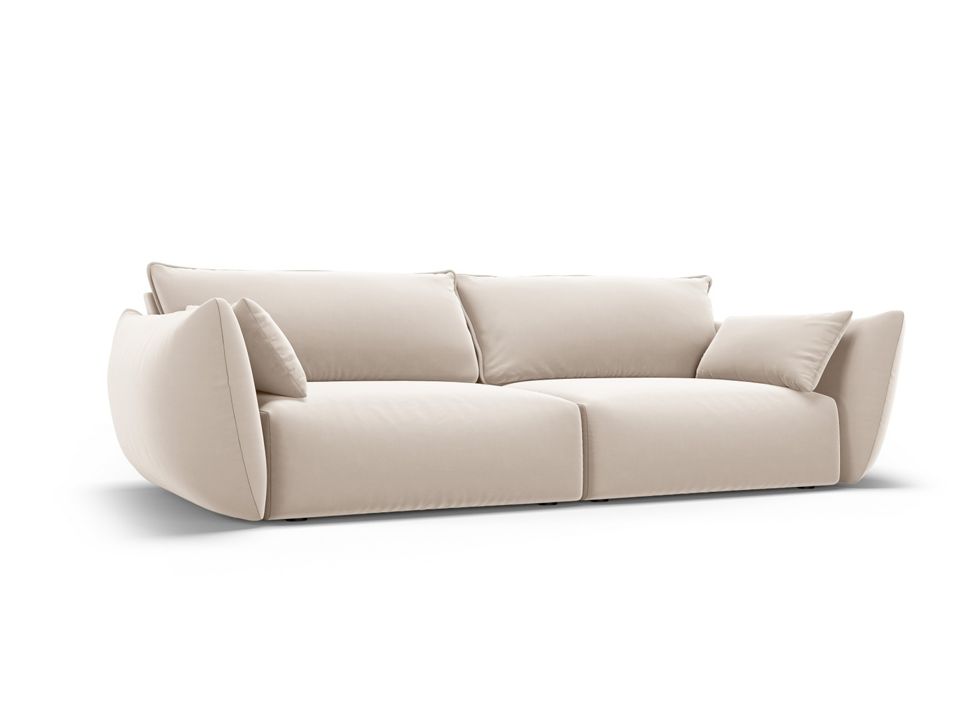 Cosmopolitan Design sammetssoffa, "Matera", 3-sits, 208 × 110 × 85 cm, Salvador, svarta plastben