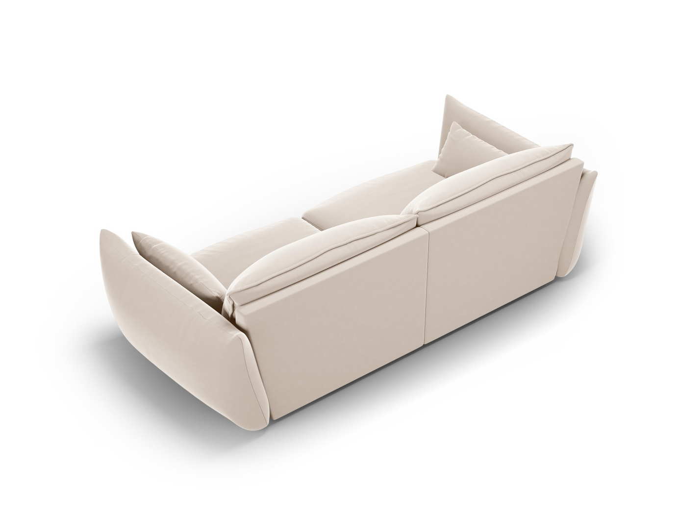 Cosmopolitan Design sammetssoffa, "Matera", 3-sits, 208 × 110 × 85 cm, Salvador, svarta plastben