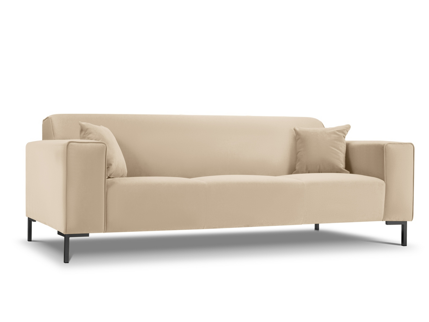 Cosmopolitan Design sammetssoffa, "Siena", 3-sits, 232 × 92 × 69 cm, Salvador, svarta plastben