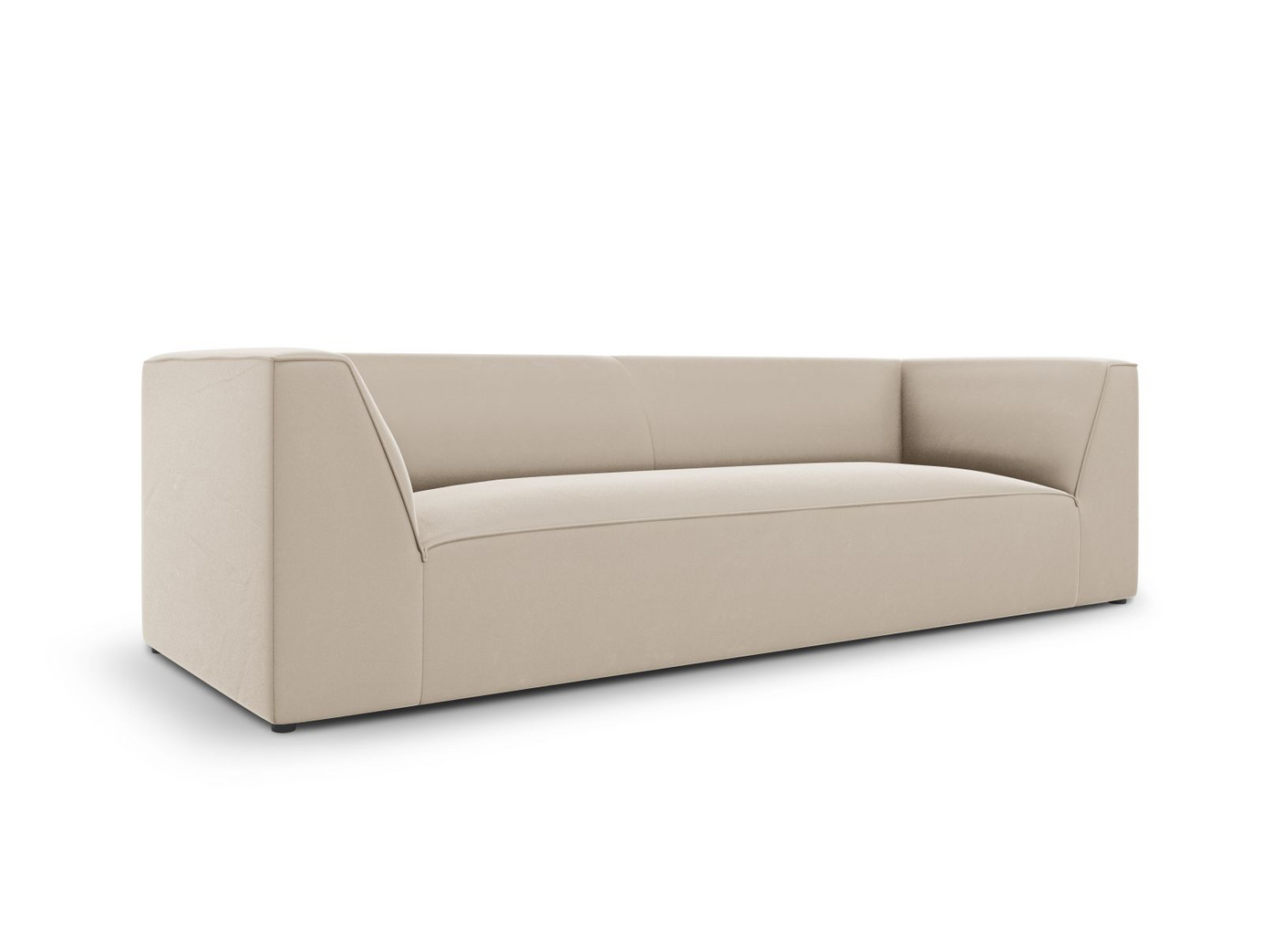 Cosmopolitan Design sammetssoffa, "Siena", 3-sits, 232 × 92 × 69 cm, Salvador, svarta plastben