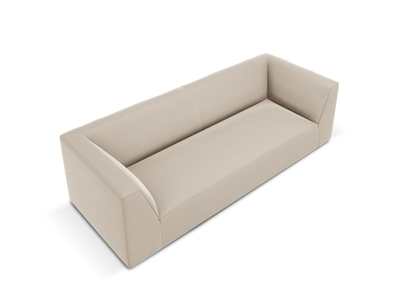 Cosmopolitan Design sammetssoffa, "Siena", 3-sits, 232 × 92 × 69 cm, Salvador, svarta plastben