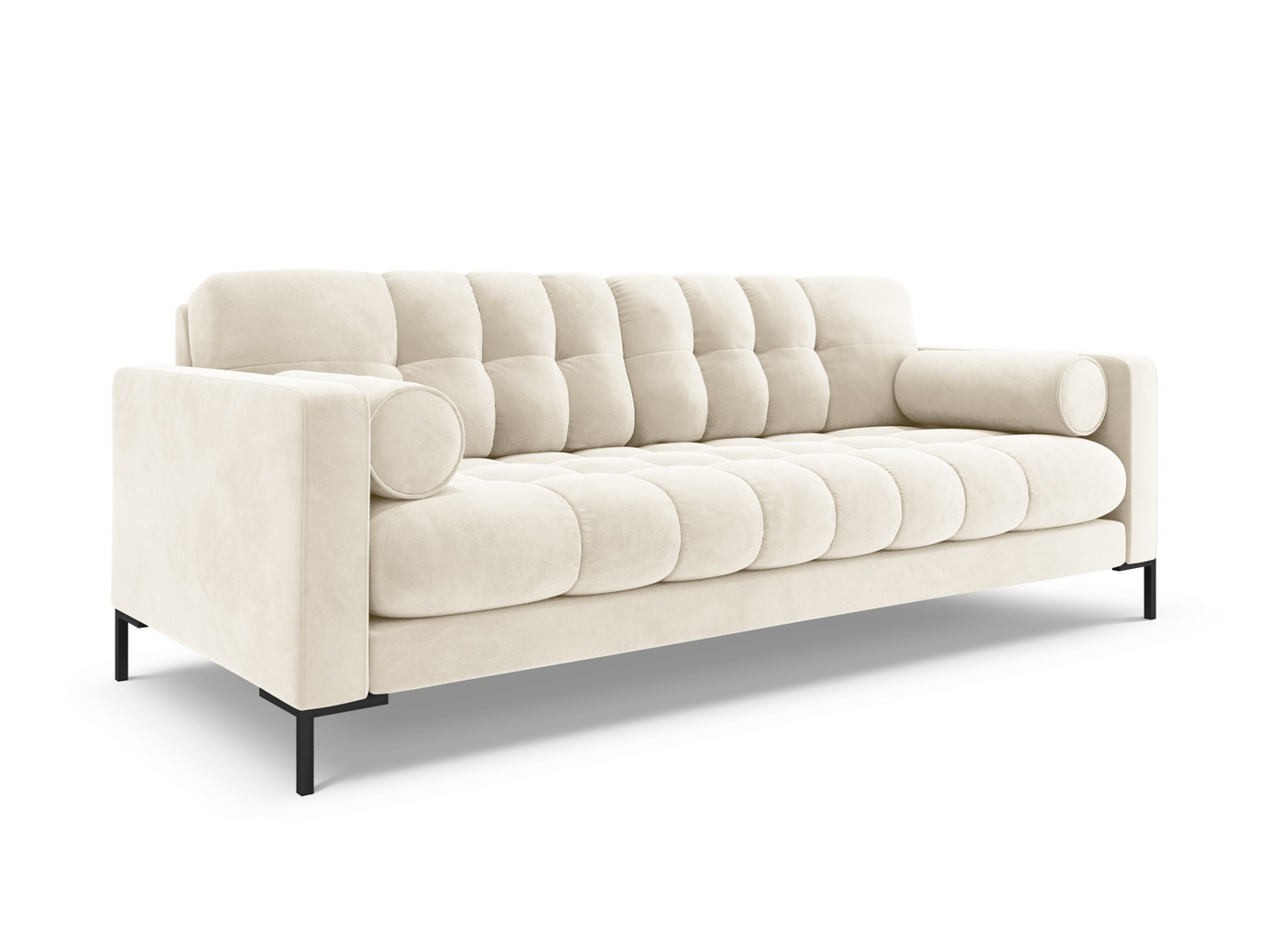 Cosmopolitan Design sammetssoffa, "Bali", 3-sits, 177 × 96 × 75 cm, Bluvel, svarta metallben