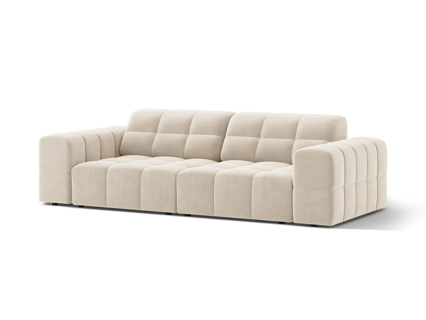 Cosmopolitan Design sammetssoffa, "Chicago", 3-sits, 212 × 102 × 78 cm, Bluvel, svarta plastben