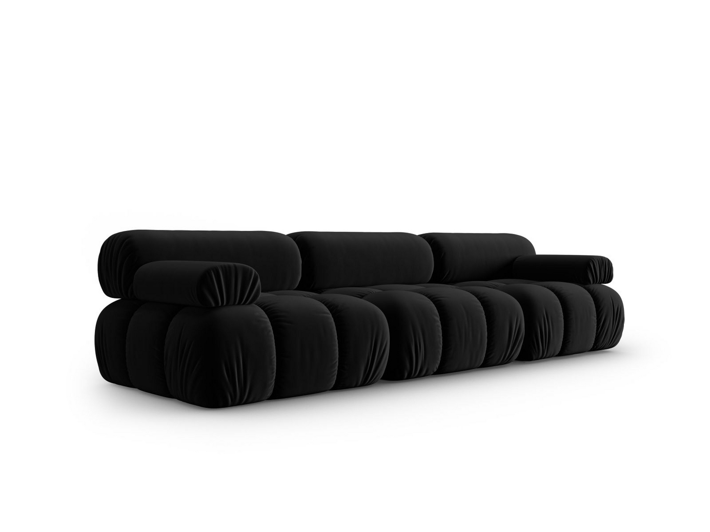 Cosmopolitan Design sammetsmodulsoffa, "Cortina", 3-sits, 282 × 94 × 70 cm, Bluvel, svarta plastben