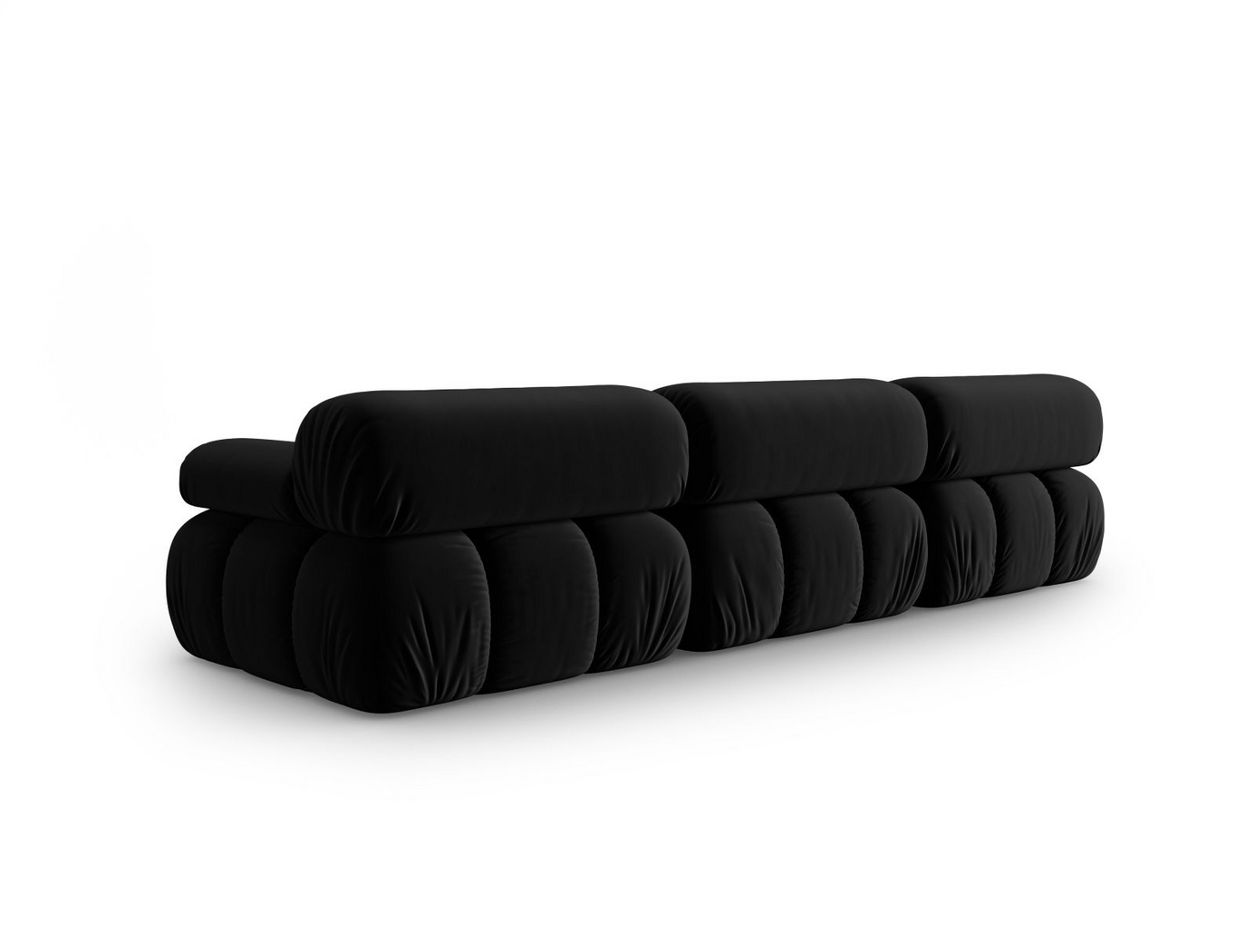 Cosmopolitan Design sammetsmodulsoffa, "Cortina", 3-sits, 282 × 94 × 70 cm, Bluvel, svarta plastben