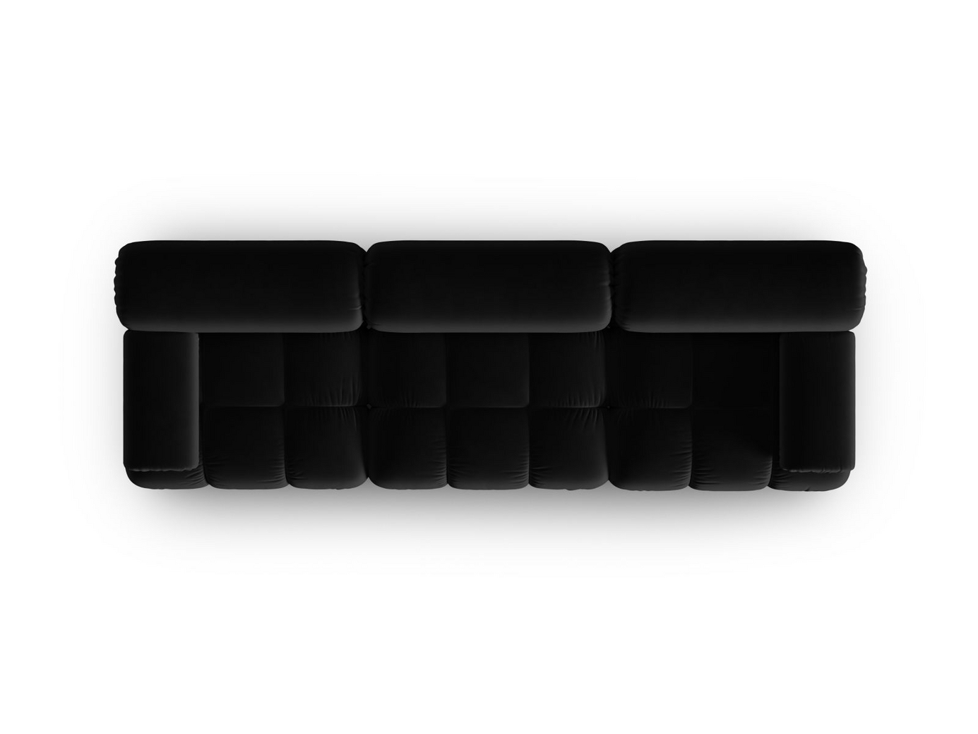 Cosmopolitan Design sammetsmodulsoffa, "Cortina", 3-sits, 282 × 94 × 70 cm, Bluvel, svarta plastben
