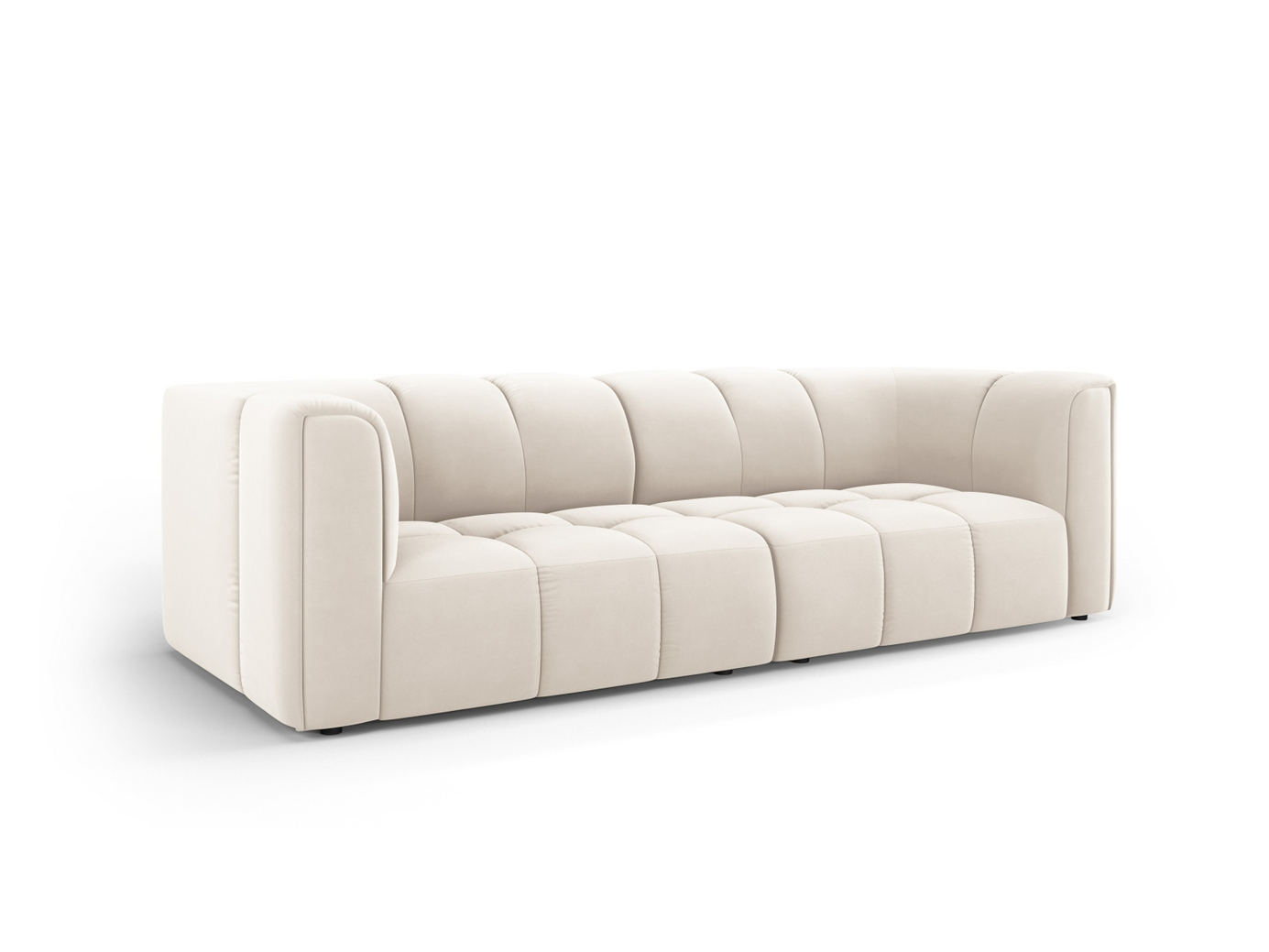 Cosmopolitan Design sammetsmodulsoffa, "Moritz", 3-sits, 226 × 96 × 70 cm, Bluvel, svarta plastben
