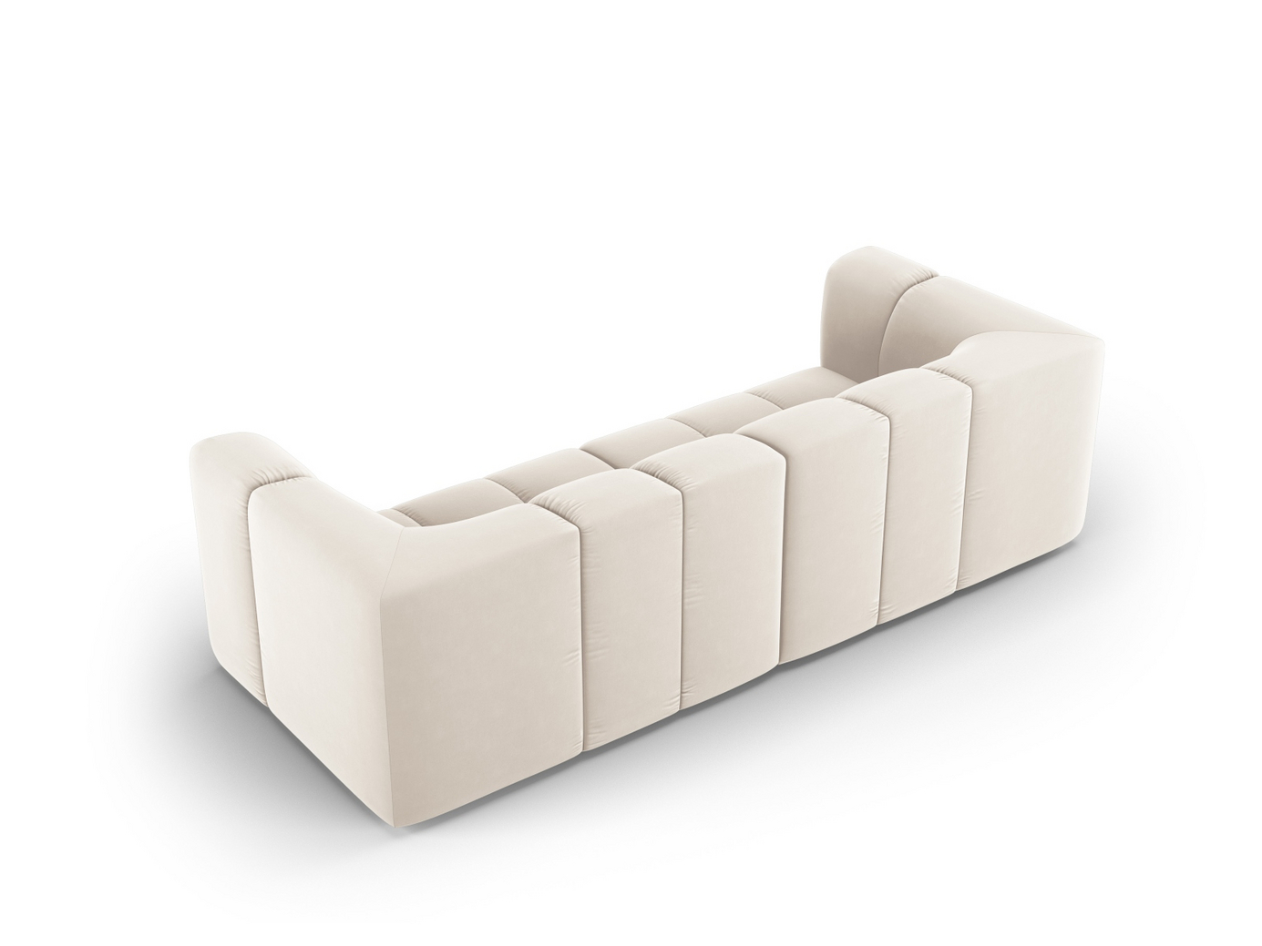 Cosmopolitan Design sammetsmodulsoffa, "Moritz", 3-sits, 226 × 96 × 70 cm, Bluvel, svarta plastben