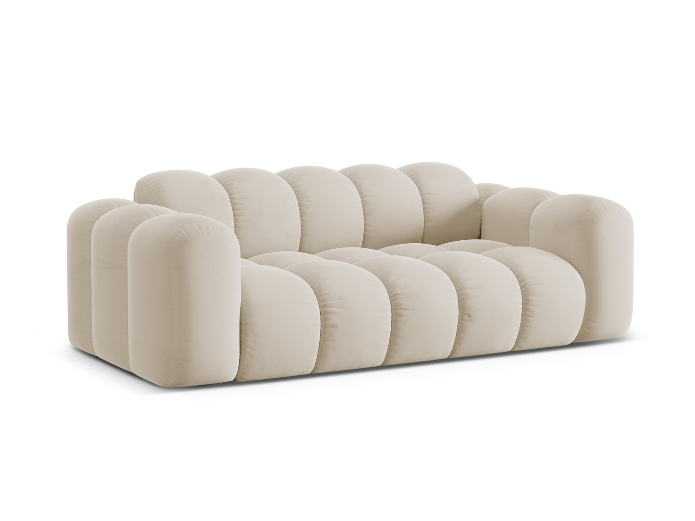 Cosmopolitan Design sammetssoffa, "Treno", 3-sits, 210 × 94 × 70 cm, Bluvel, svarta plastben