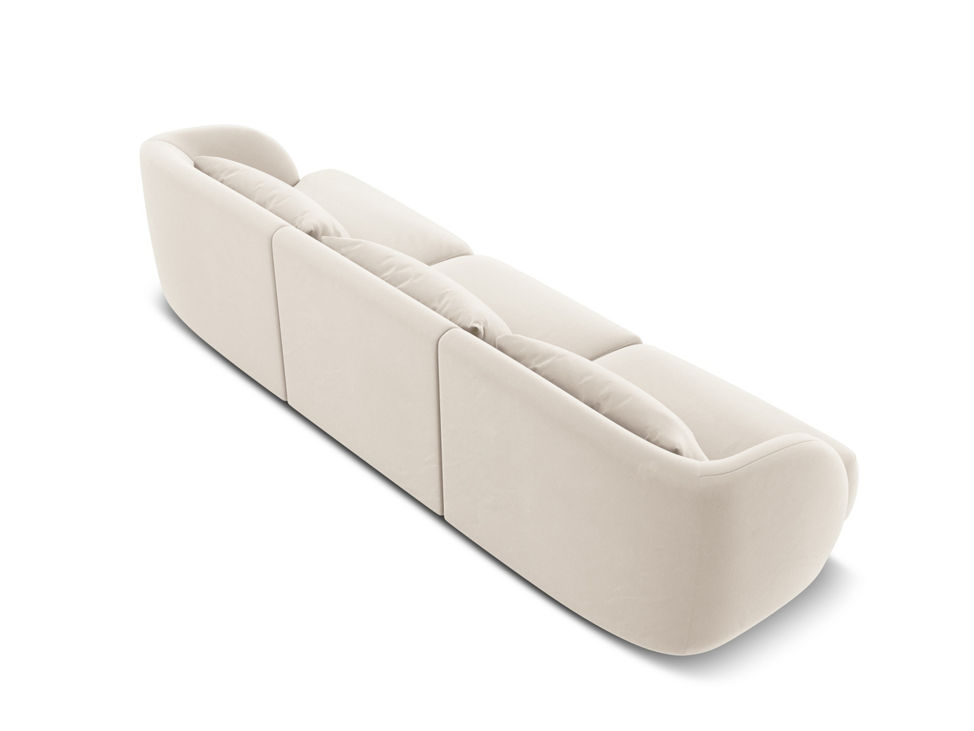 Cosmopolitan Design sammetssoffa, "Tulum", 3-sits, 255 × 90 × 70 cm, Bluvel, svarta plastben