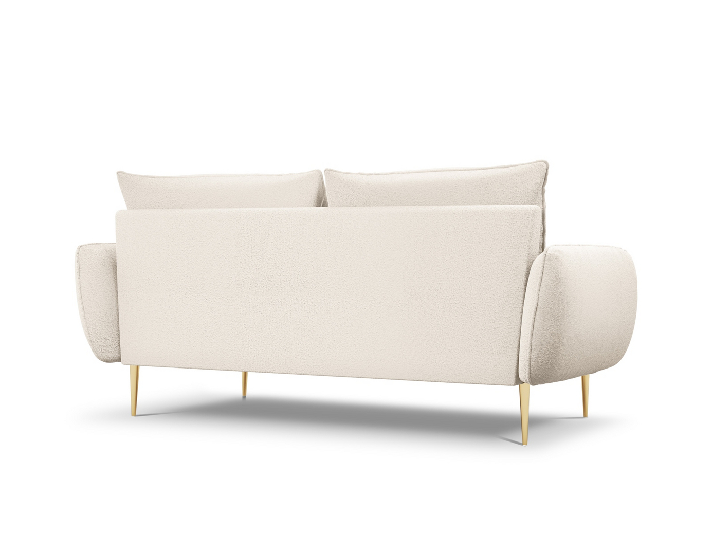 Cosmopolitan Design bouclésoffa, "Vienna", 3-sits, 200 × 92 × 95 cm, Ascot, guldfärgade metallben
