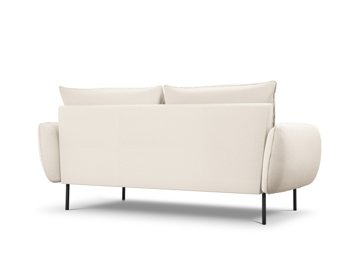 Cosmopolitan Design bouclésoffa, "Vienna", 3-sits, 200 × 92 × 95 cm, Ascot, svarta metallben