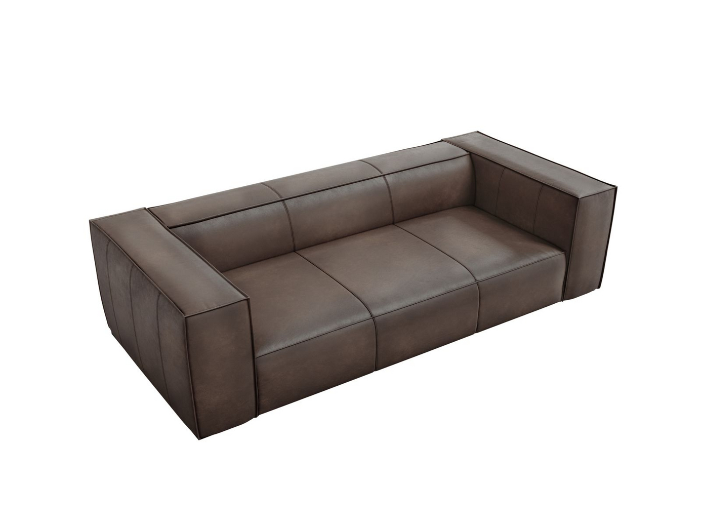 Cosmopolitan Design äkta läder soffa, "Turin", 3-sits, 227 × 100 × 68 cm, Granada, ben i svart bok