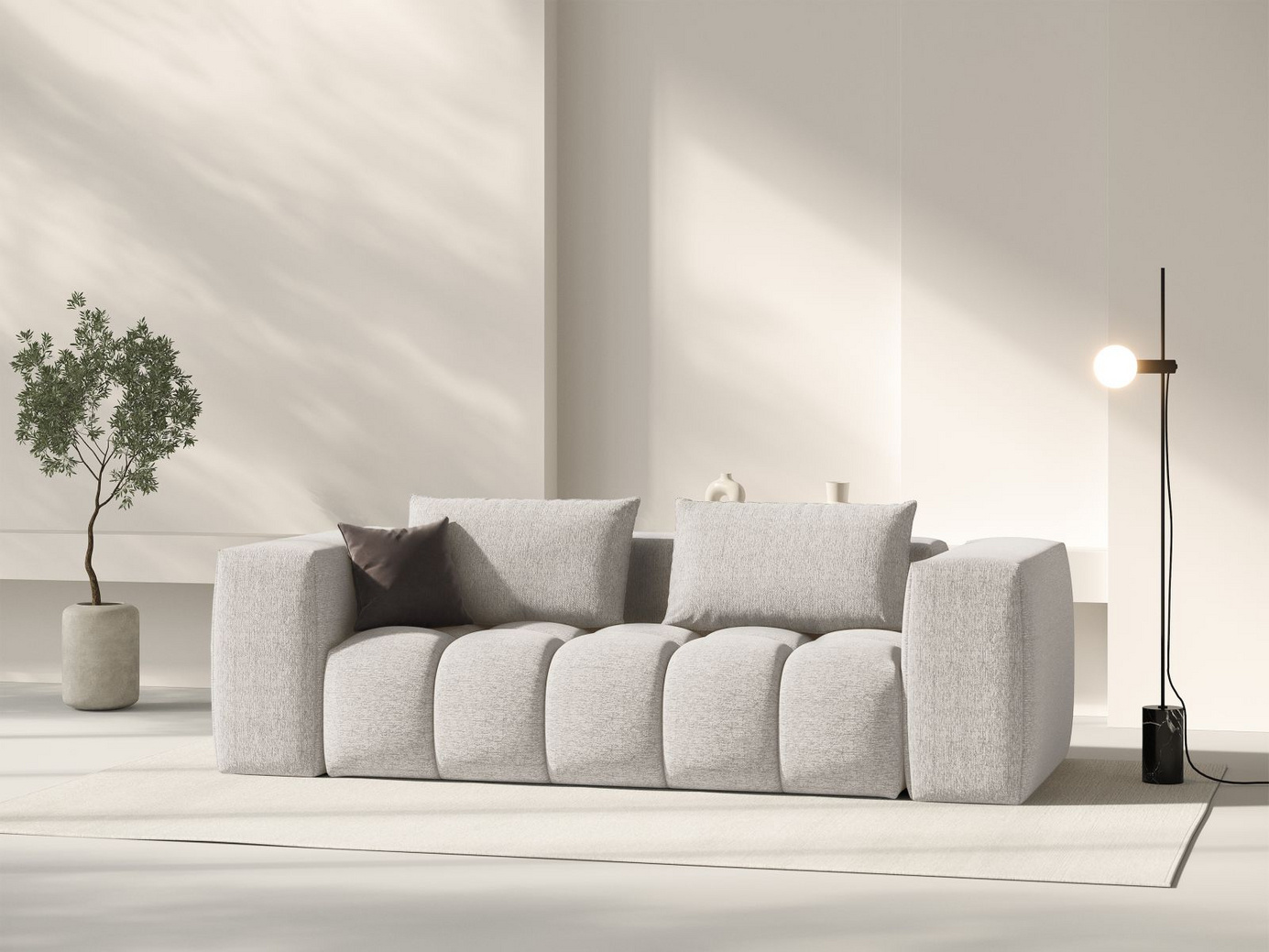 Cosmopolitan Design modulsoffa, "Verona", 3-sits, 200 × 85 × 70 cm, Sorella, svarta plastben