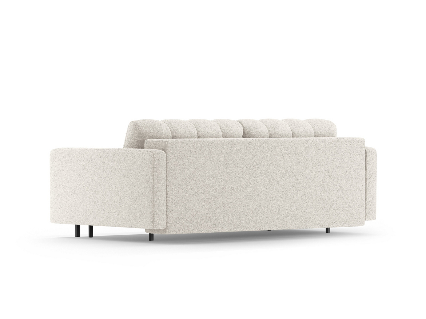 Cosmopolitan Design bouclébäddsoffa med förvaring, "Bali", 3-sits, 222 × 84 × 105 cm, Baloo, svarta metallben