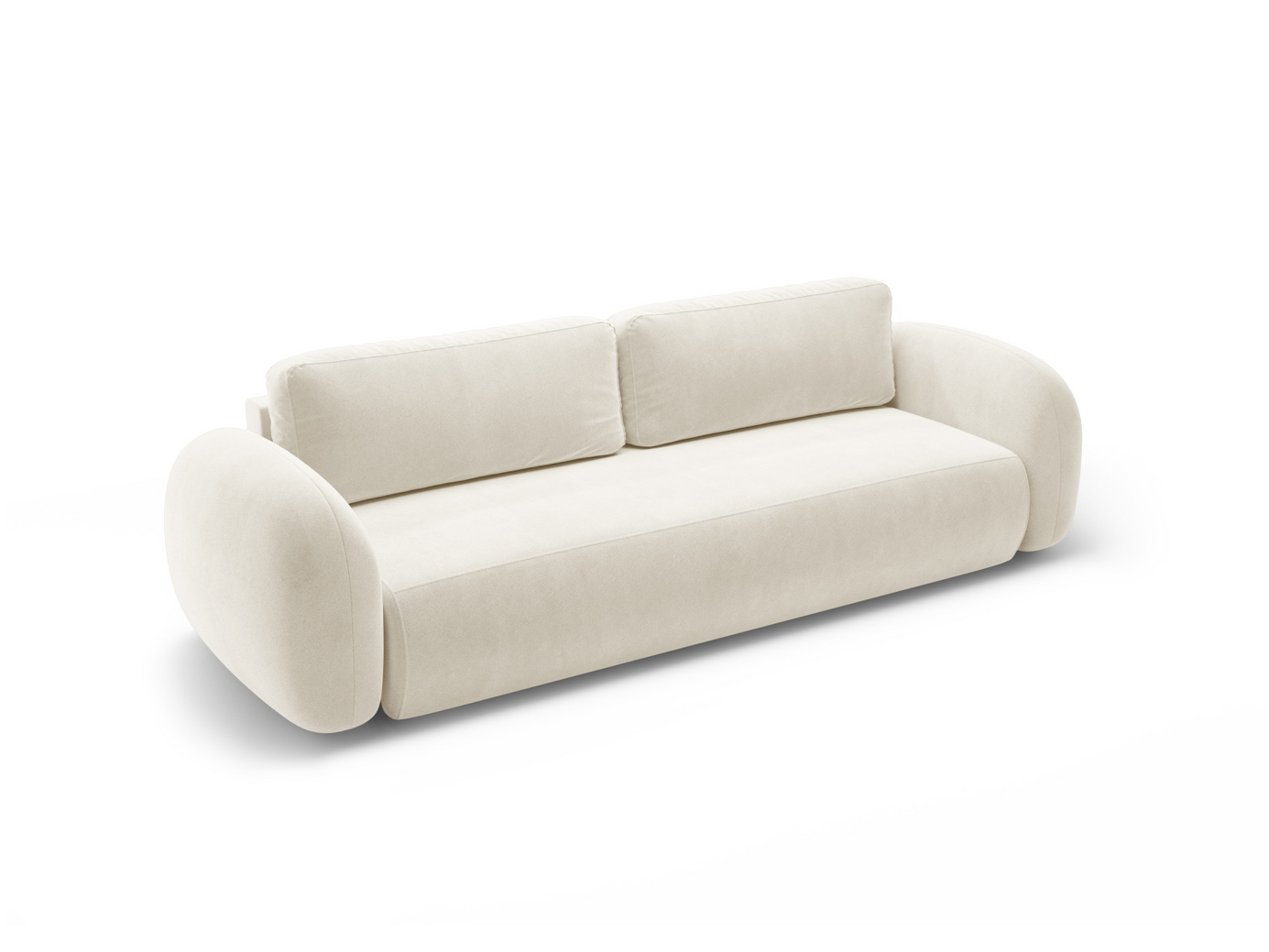 Cosmopolitan Design sammetsbäddsoffa med förvaring, "Tonale", 3-sits, 262 × 105 × 88 cm, Magic Velvet, svarta plastben