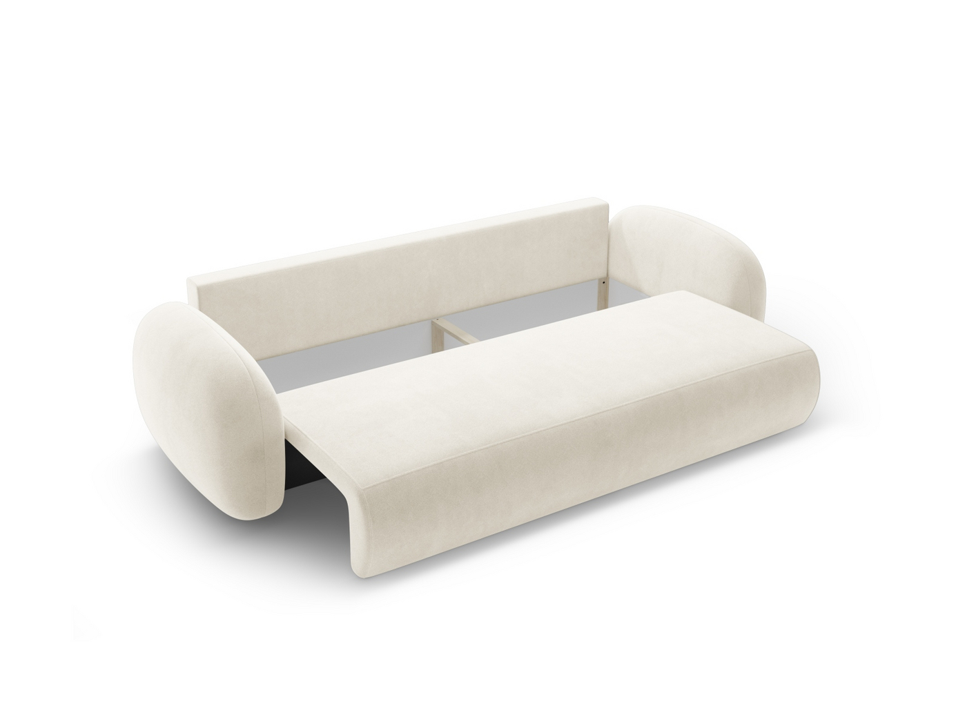 Cosmopolitan Design sammetsbäddsoffa med förvaring, "Tonale", 3-sits, 262 × 105 × 88 cm, Magic Velvet, svarta plastben