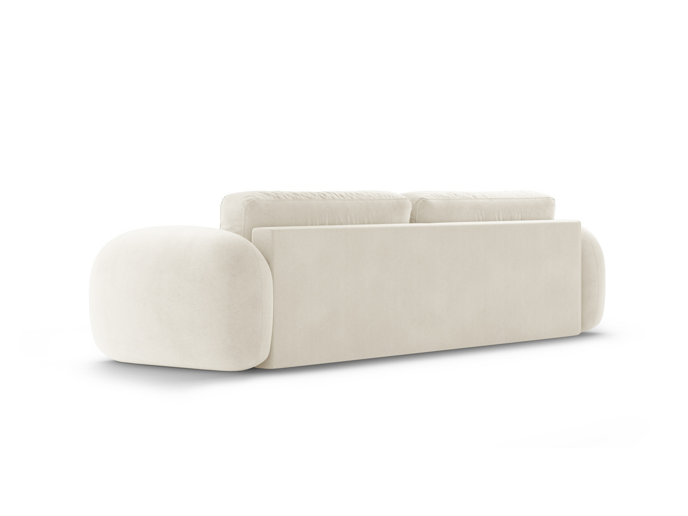 Cosmopolitan Design sammetsbäddsoffa med förvaring, "Tonale", 3-sits, 262 × 105 × 88 cm, Magic Velvet, svarta plastben