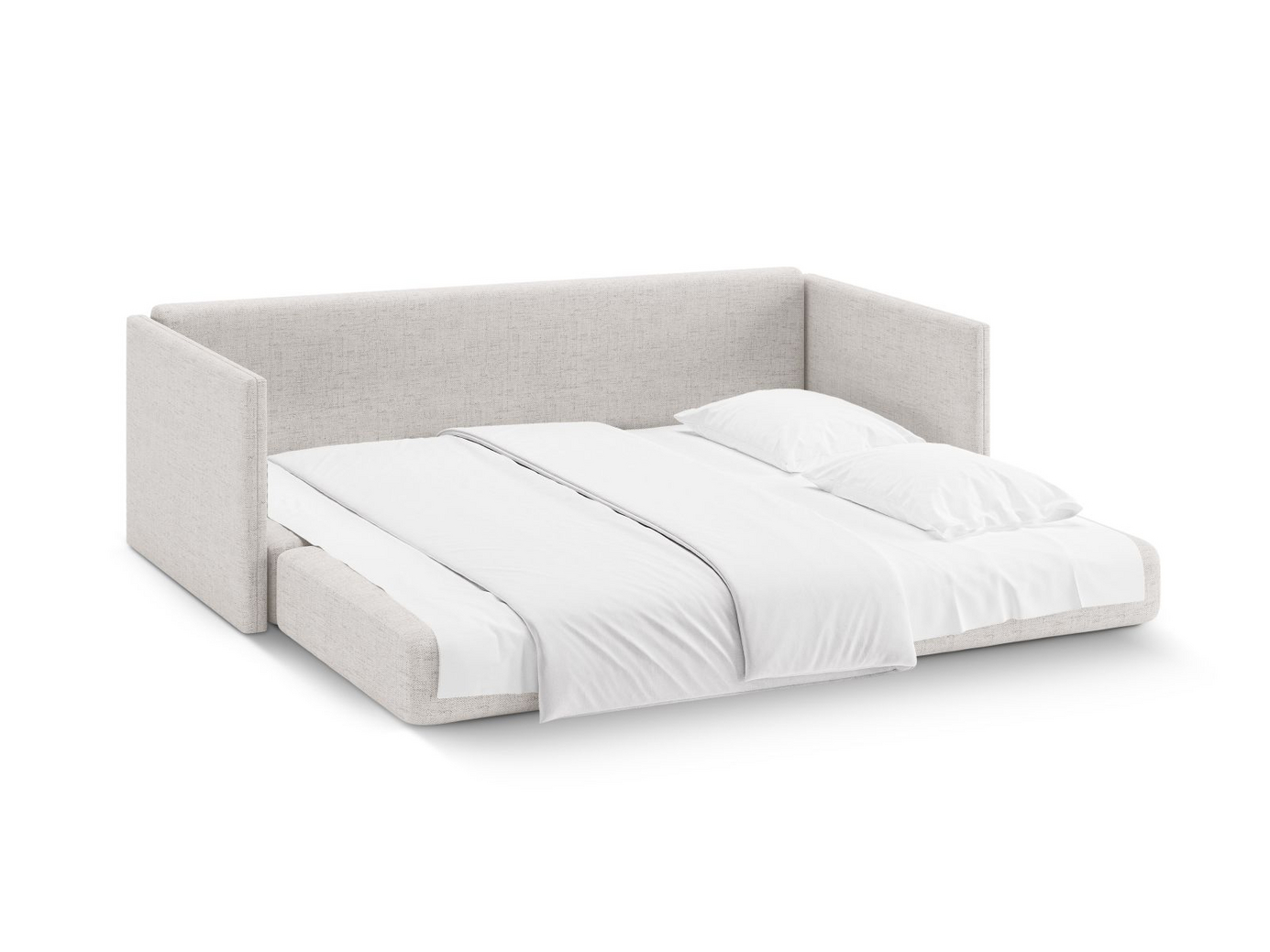 Cosmopolitan Design bäddsoffa, "Shannon", 3-sits, 209 × 94 × 87 cm, Moly, svarta plastben