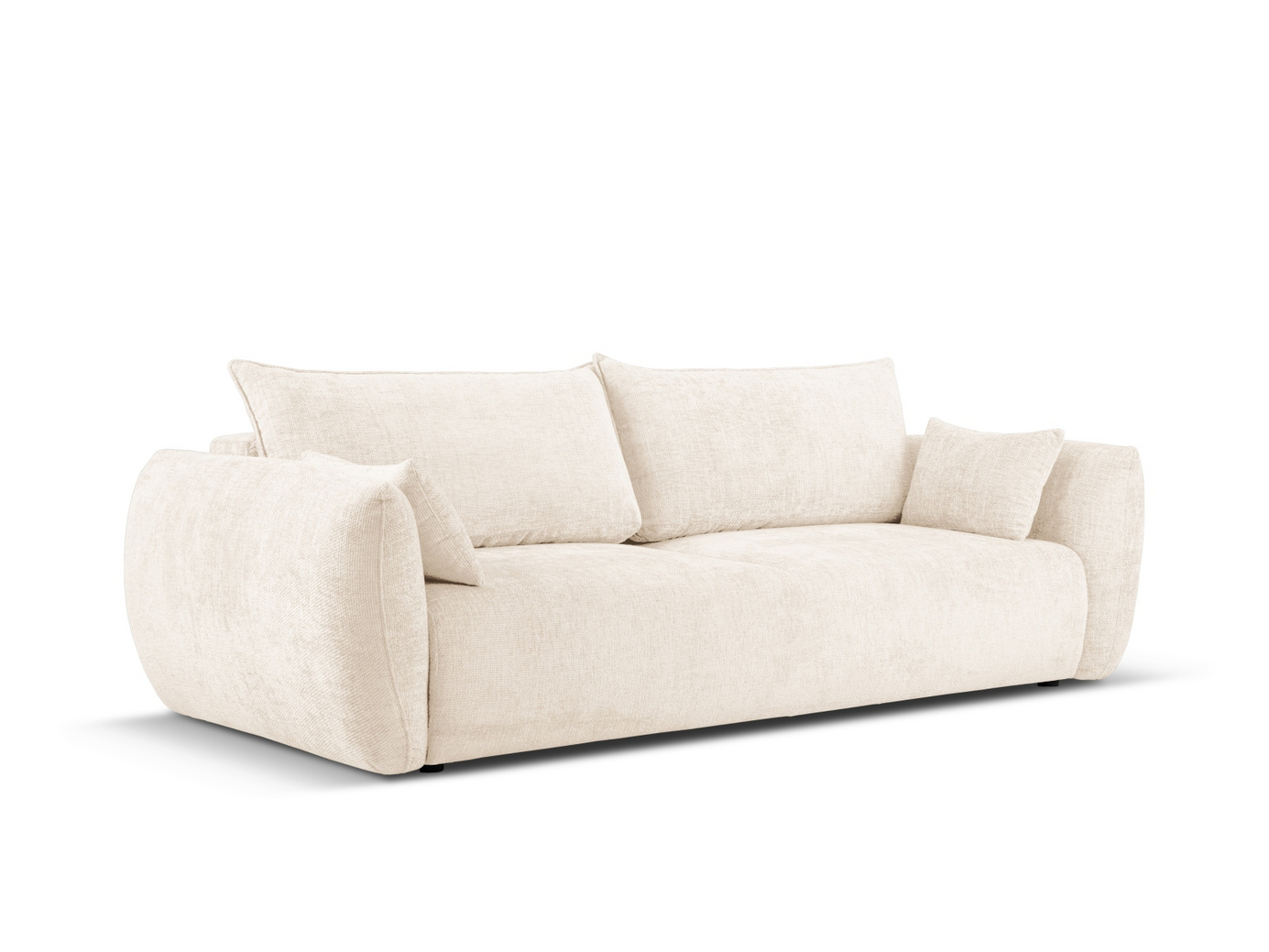 Cosmopolitan Design bäddsoffa med förvaring, "Matera", 3-sits, 240 × 108 × 86 cm, Haga, svarta plastben