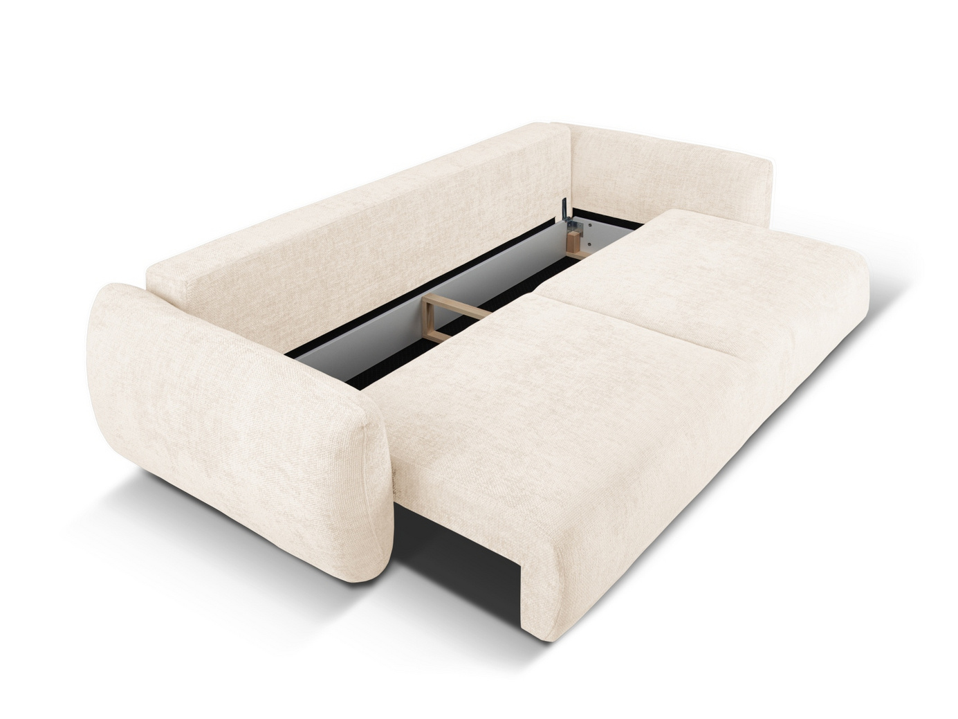 Cosmopolitan Design bäddsoffa med förvaring, "Matera", 3-sits, 240 × 108 × 86 cm, Haga, svarta plastben