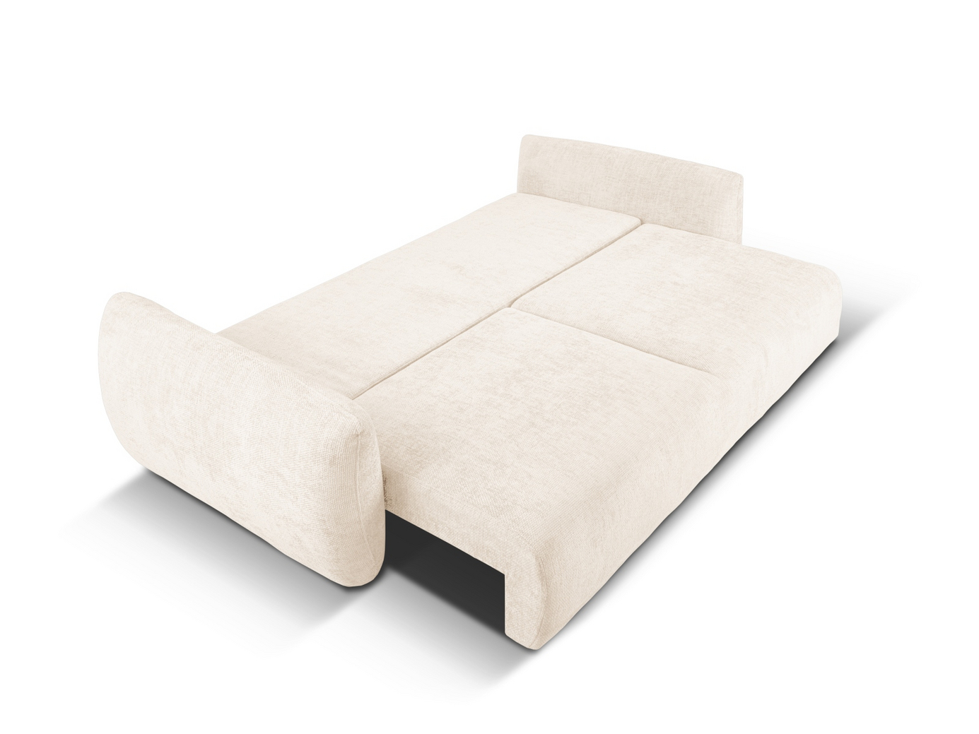 Cosmopolitan Design bäddsoffa med förvaring, "Matera", 3-sits, 240 × 108 × 86 cm, Haga, svarta plastben