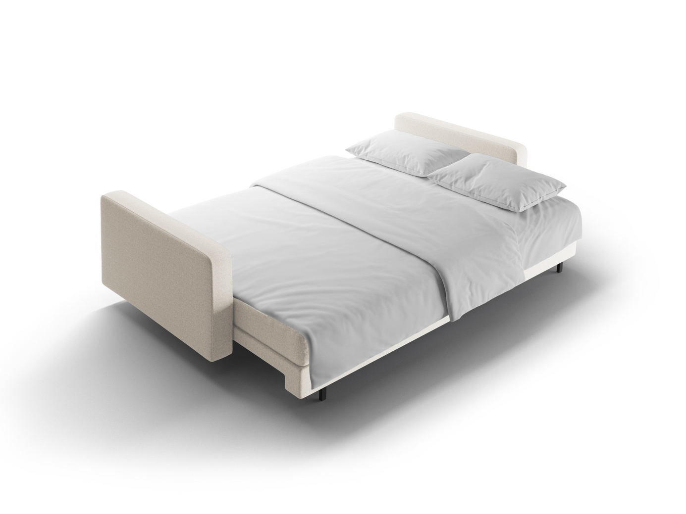 Cosmopolitan Design bäddsoffa med förvaring, "Bali", 3-sits, 222 × 84 × 105 cm, Neve, svarta metallben