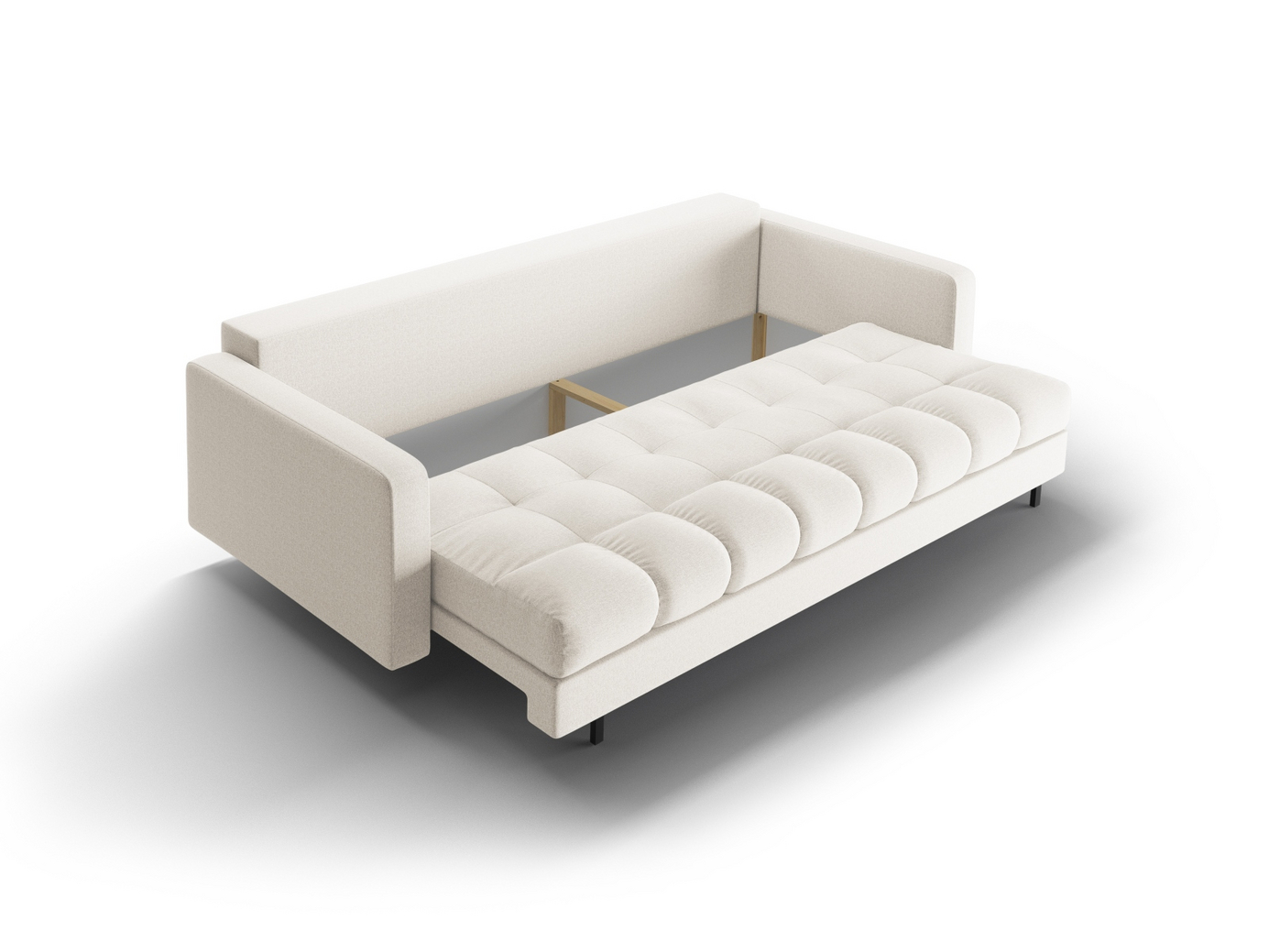 Cosmopolitan Design bäddsoffa med förvaring, "Bali", 3-sits, 222 × 84 × 105 cm, Neve, svarta metallben