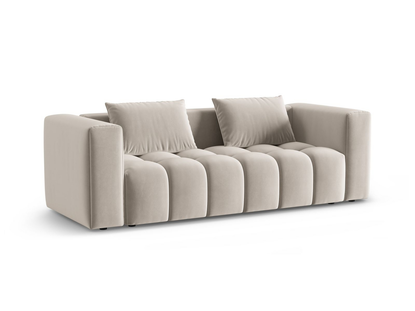 Cosmopolitan Design sammetsbäddsoffa med förvaring, "Verona", 3-sits, 252 × 98 × 85 cm, Casino, svarta plastben