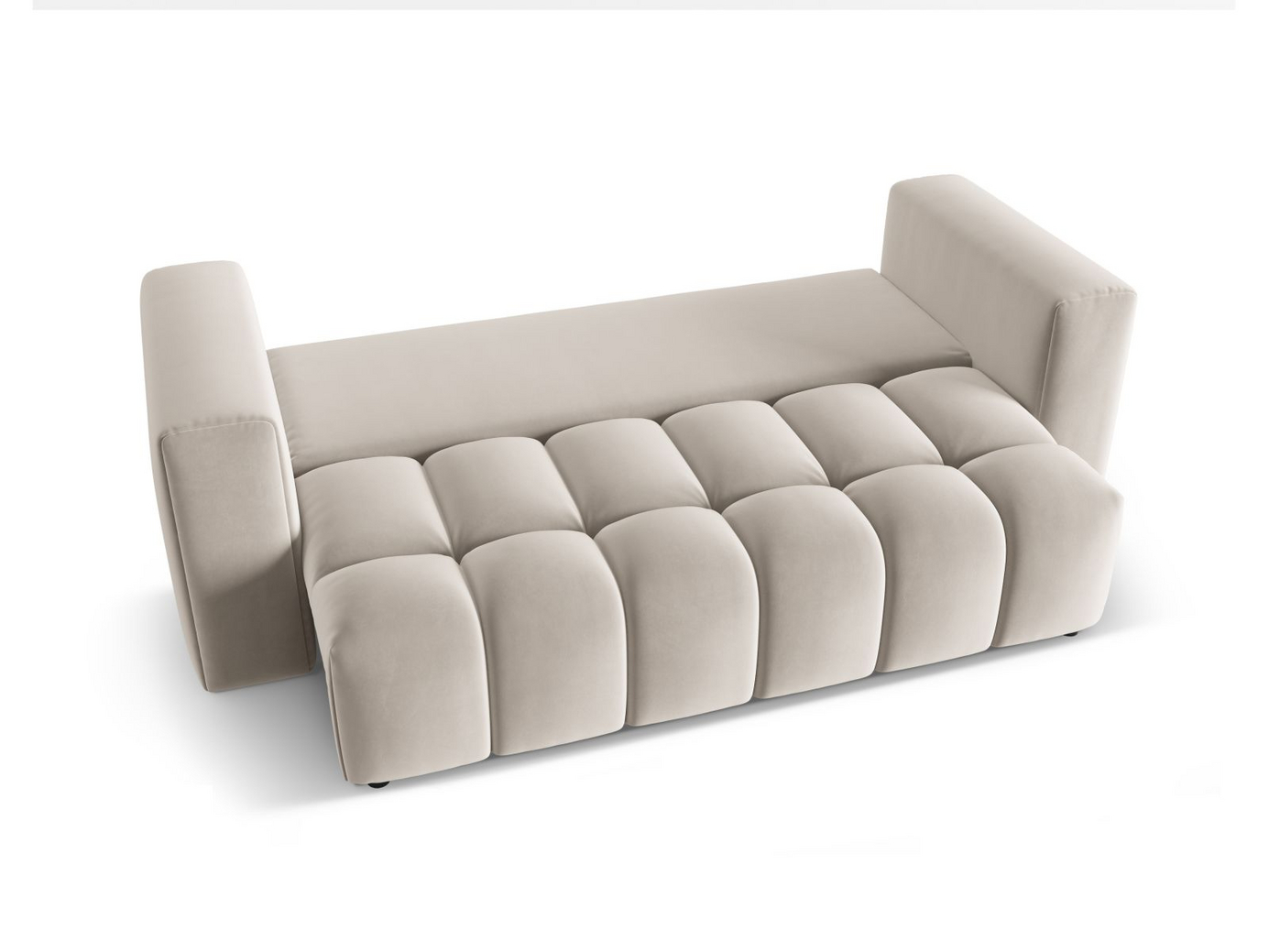 Cosmopolitan Design sammetsbäddsoffa med förvaring, "Verona", 3-sits, 252 × 98 × 85 cm, Casino, svarta plastben
