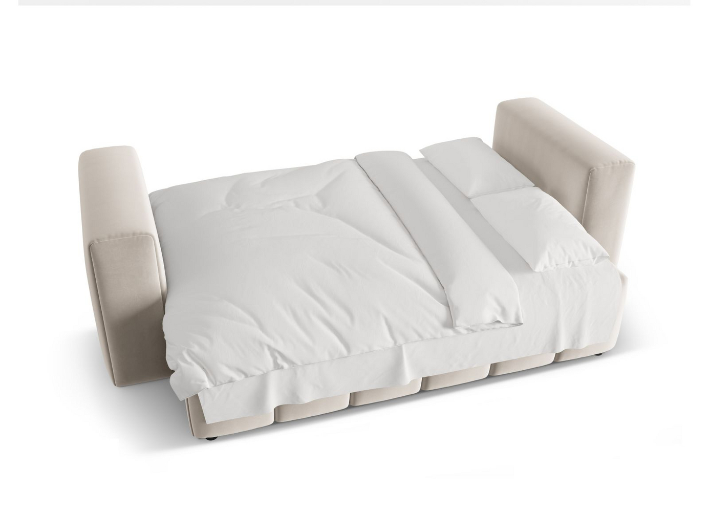 Cosmopolitan Design sammetsbäddsoffa med förvaring, "Verona", 3-sits, 252 × 98 × 85 cm, Casino, svarta plastben