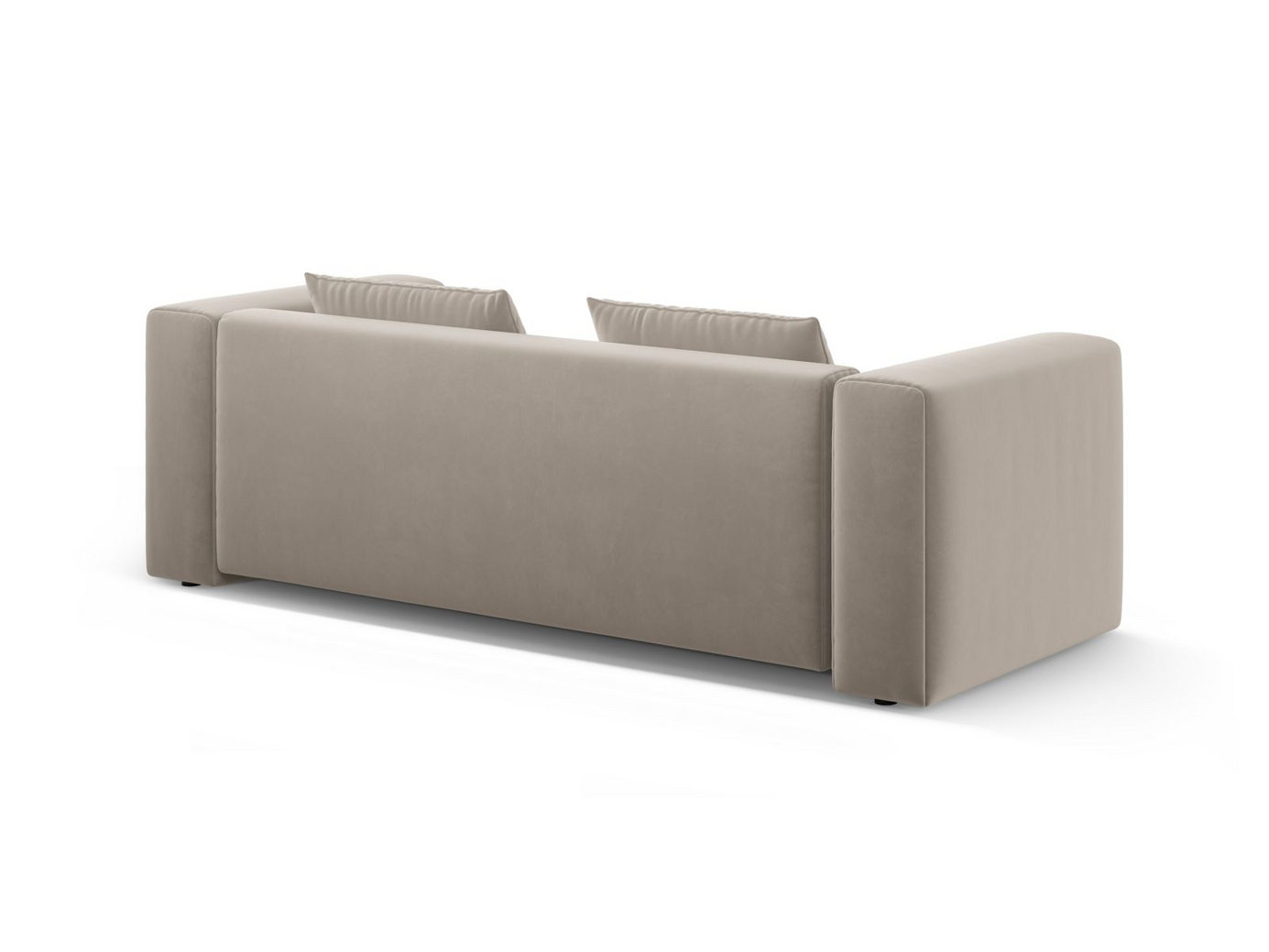 Cosmopolitan Design sammetsbäddsoffa med förvaring, "Verona", 3-sits, 252 × 98 × 85 cm, Casino, svarta plastben