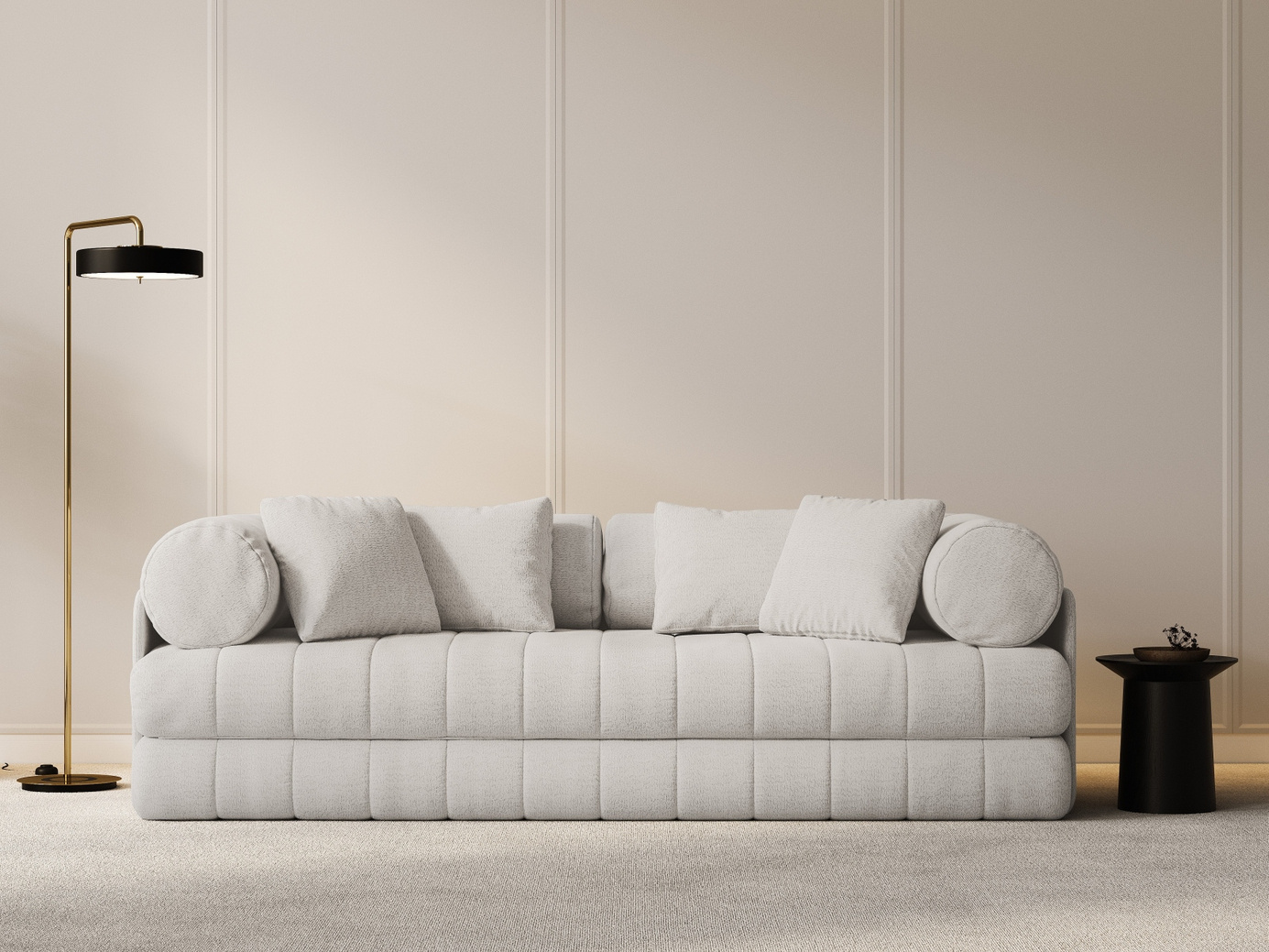 Cosmopolitan Design bäddsoffa, "Kemi", 3-sits, 206 × 95 × 70 cm, CORAL, svarta metallben