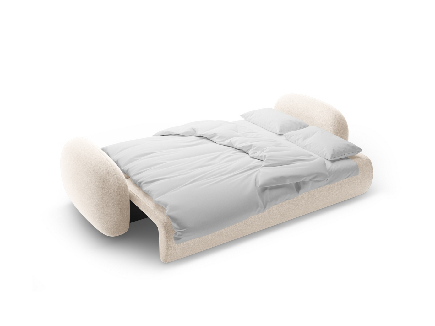 Cosmopolitan Design bäddsoffa med förvaring, "Tonale", 3-sits, 262 × 105 × 88 cm, Eden 10, svarta plastben