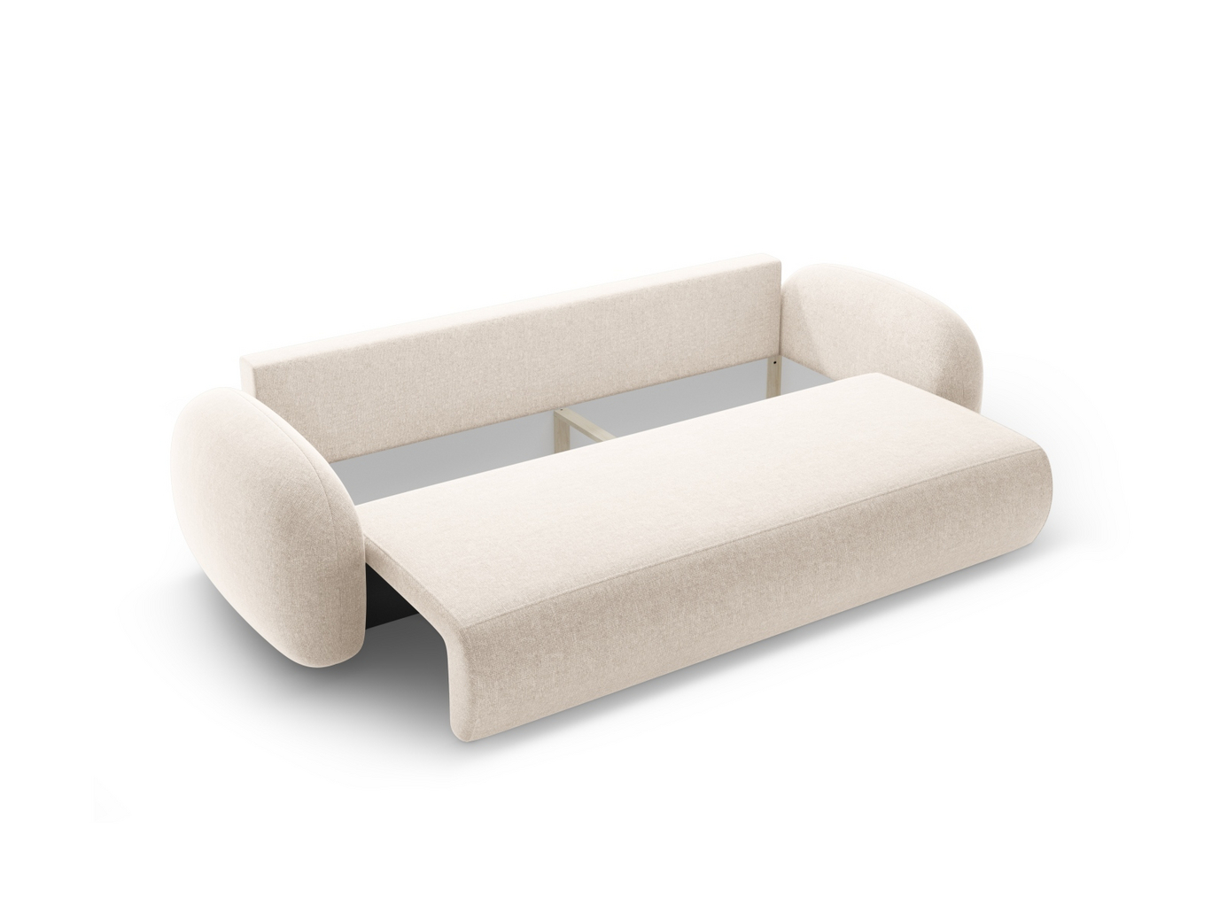 Cosmopolitan Design bäddsoffa med förvaring, "Tonale", 3-sits, 262 × 105 × 88 cm, Eden 10, svarta plastben