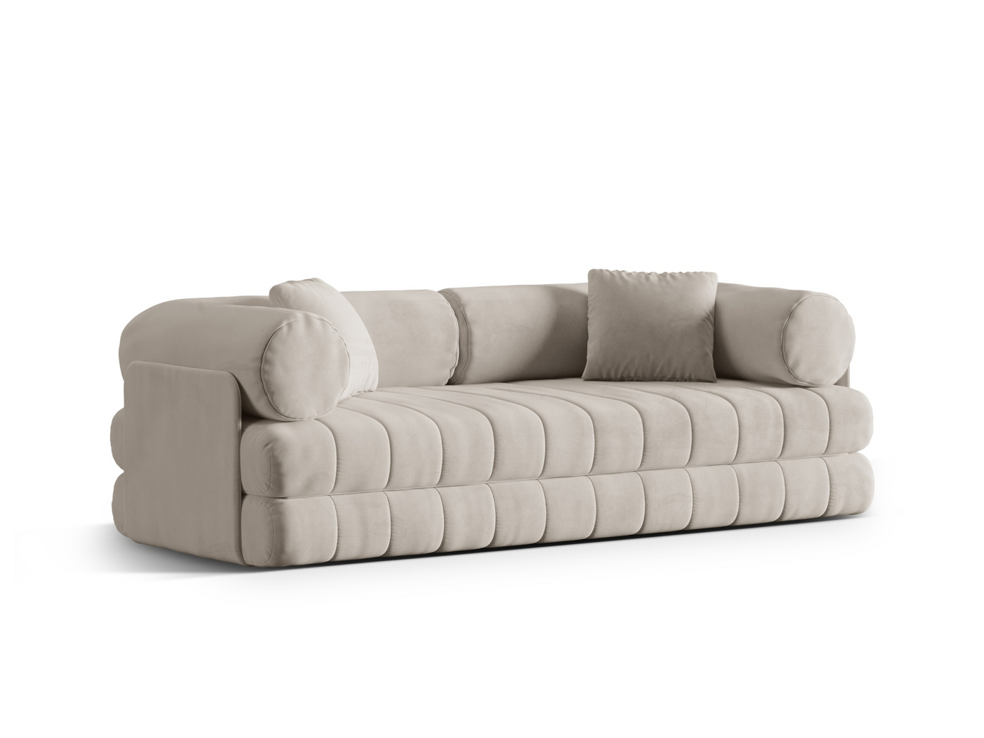 Cosmopolitan Design sammetsbäddsoffa, "Kemi", 3-sits, 206 × 95 × 70 cm, Salvador, svarta metallben