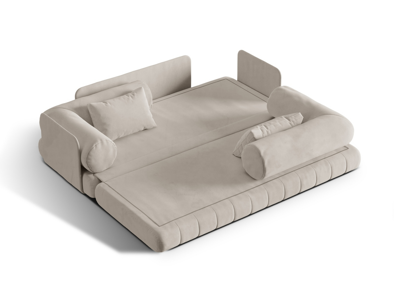 Cosmopolitan Design sammetsbäddsoffa, "Kemi", 3-sits, 206 × 95 × 70 cm, Salvador, svarta metallben