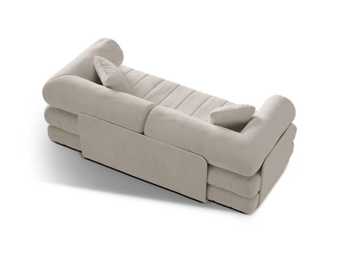 Cosmopolitan Design sammetsbäddsoffa, "Kemi", 3-sits, 206 × 95 × 70 cm, Salvador, svarta metallben