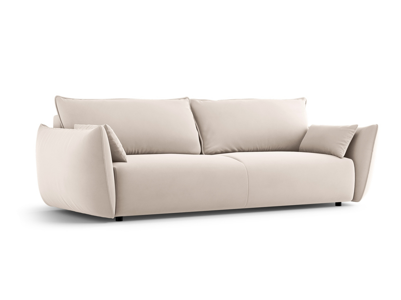 Cosmopolitan Design sammetsbäddsoffa med förvaring, "Matera", 3-sits, 240 × 108 × 86 cm, Salvador, svarta plastben