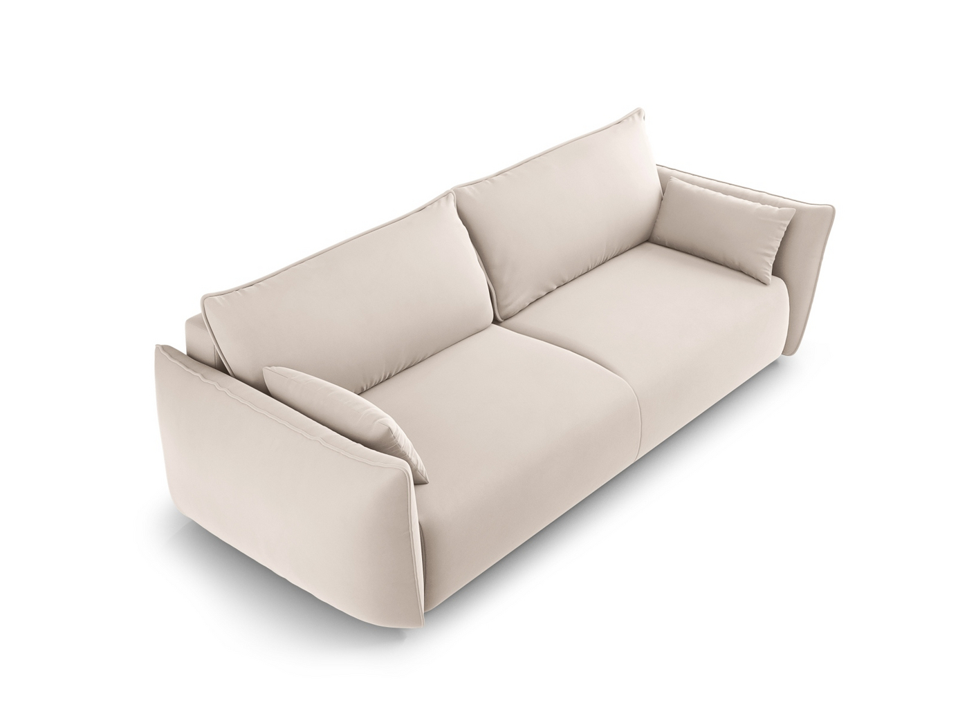 Cosmopolitan Design sammetsbäddsoffa med förvaring, "Matera", 3-sits, 240 × 108 × 86 cm, Salvador, svarta plastben