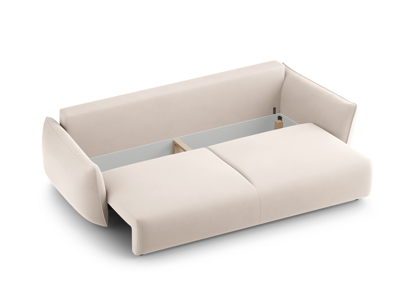 Cosmopolitan Design sammetsbäddsoffa med förvaring, "Matera", 3-sits, 240 × 108 × 86 cm, Salvador, svarta plastben