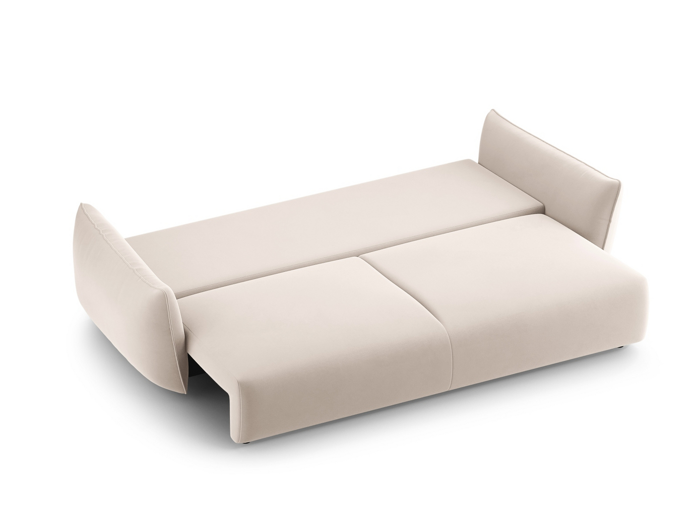 Cosmopolitan Design sammetsbäddsoffa med förvaring, "Matera", 3-sits, 240 × 108 × 86 cm, Salvador, svarta plastben